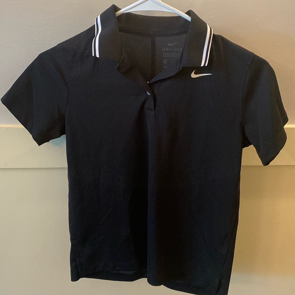 Girls black Nike dry fit polo